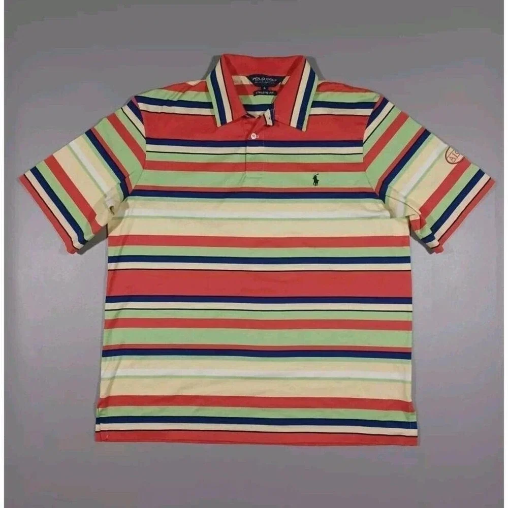 Polo Ralph Lauren Shirt Mens L Multi-Color Short Sleeve Golf Athletic Fit‎ AJGA